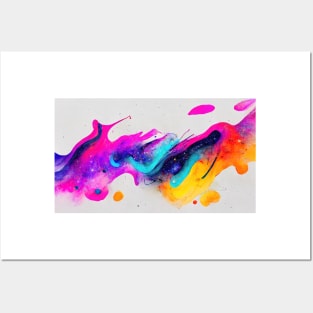 Modern Contemporary Abstract Watercolor Colorful Multicolored Cosmic Splash Galaxy Posters and Art